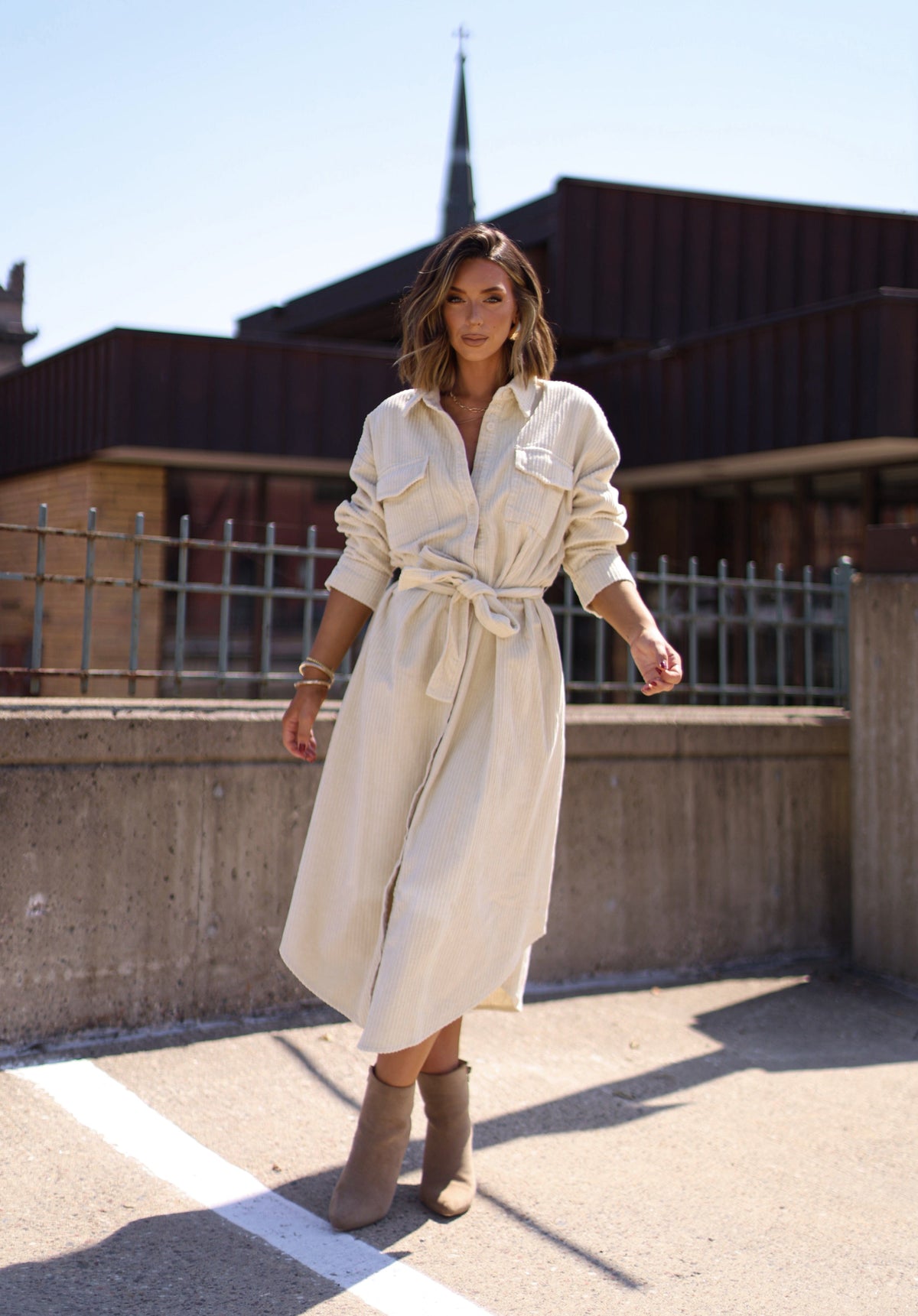 Corduroy Maxi Button Up Dress