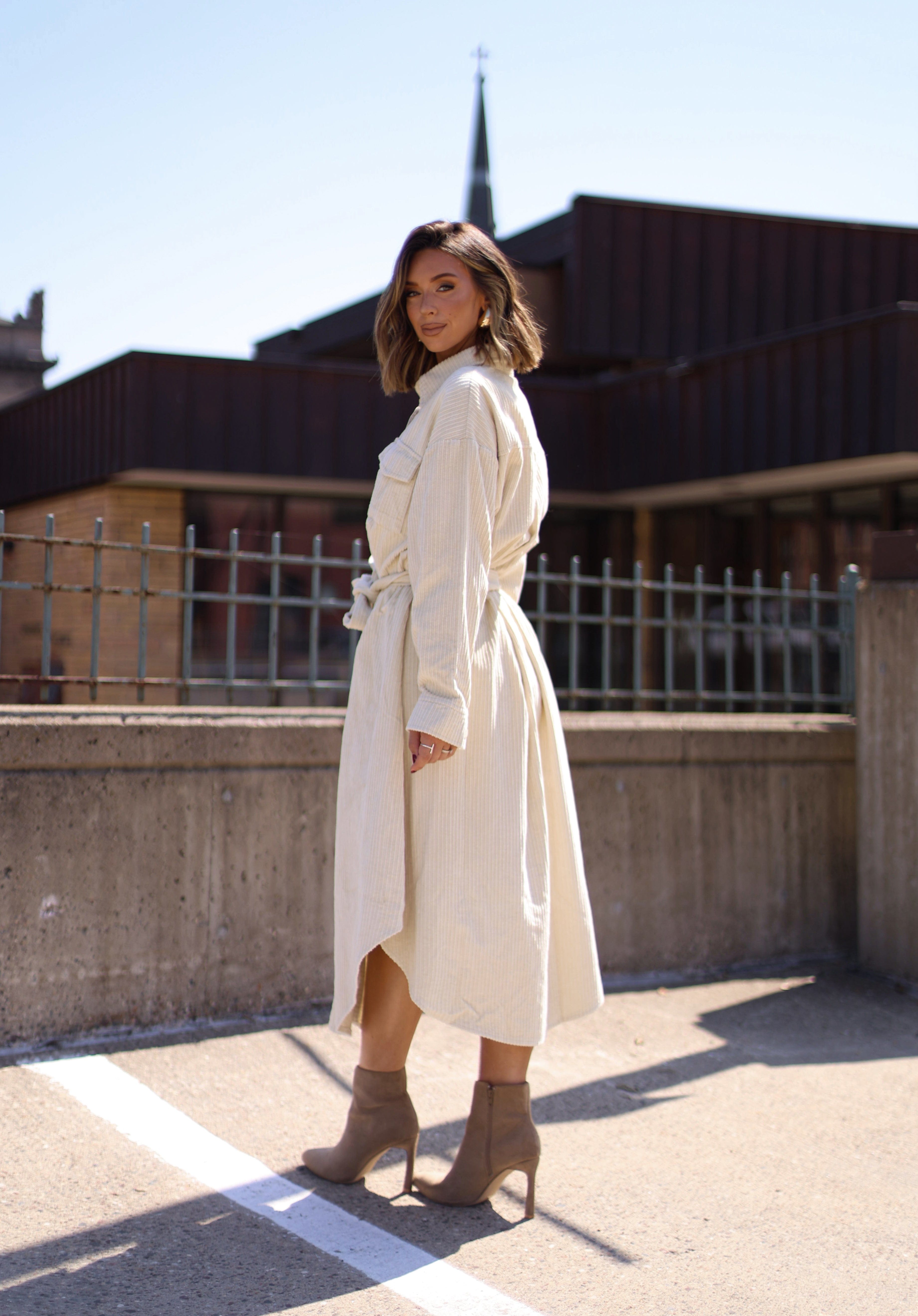 Corduroy Maxi Button Up Dress