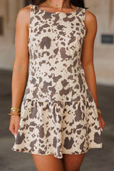 Cow Print Drop Waist Dress