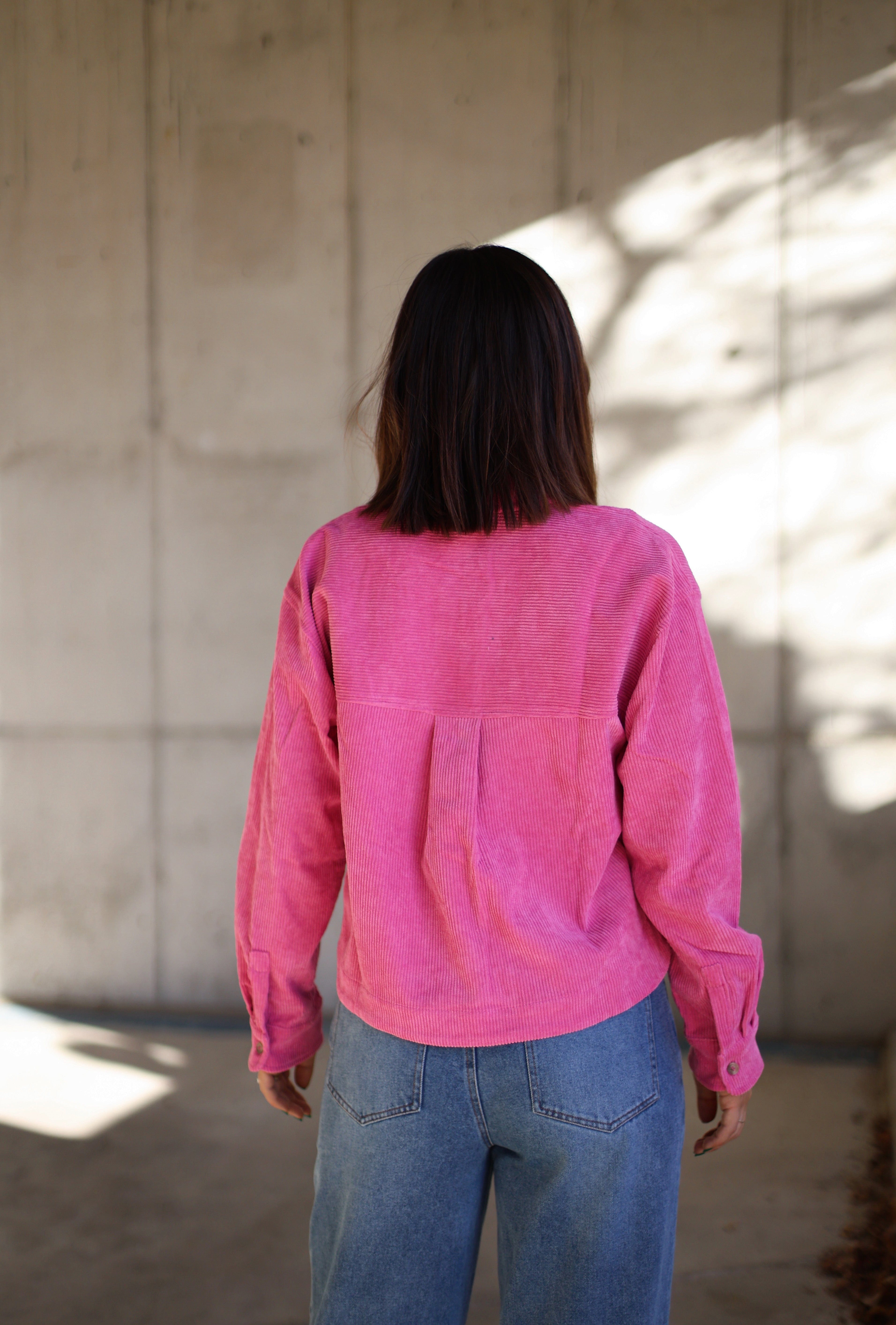 Cropped Corduroy Button Up