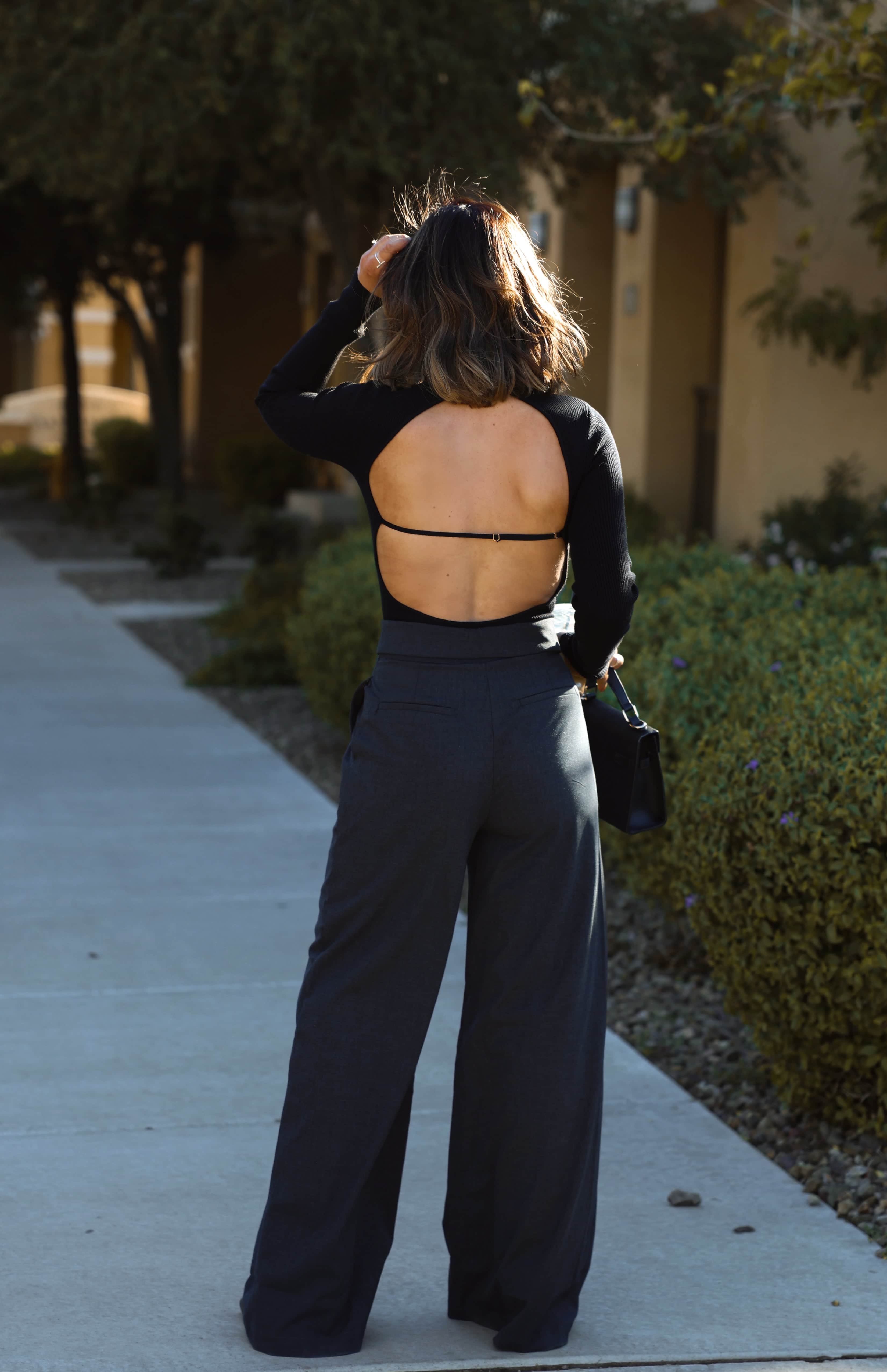Dark Grey Linen Fold Over Pants