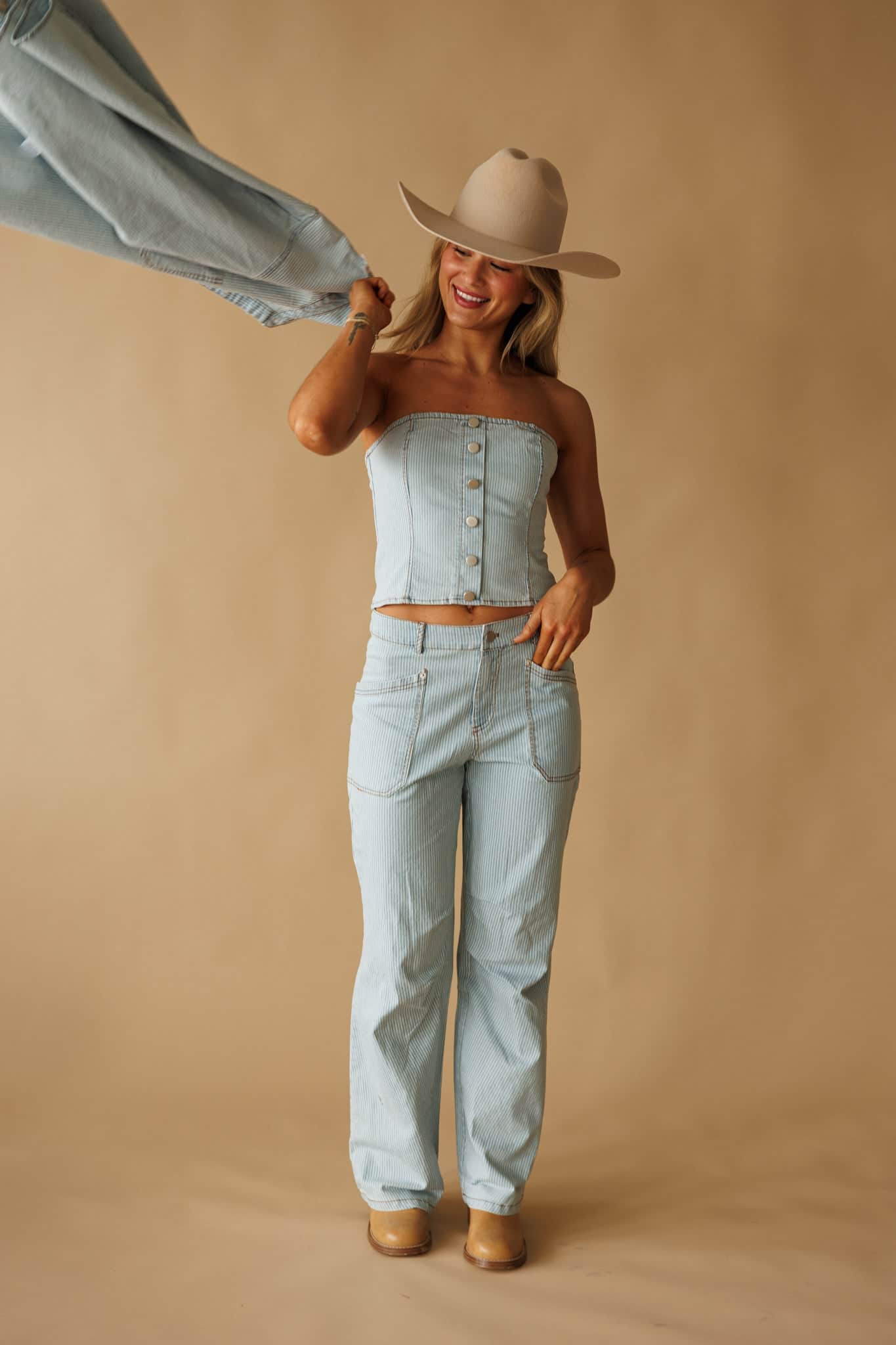 Denim Direction Bustier Top