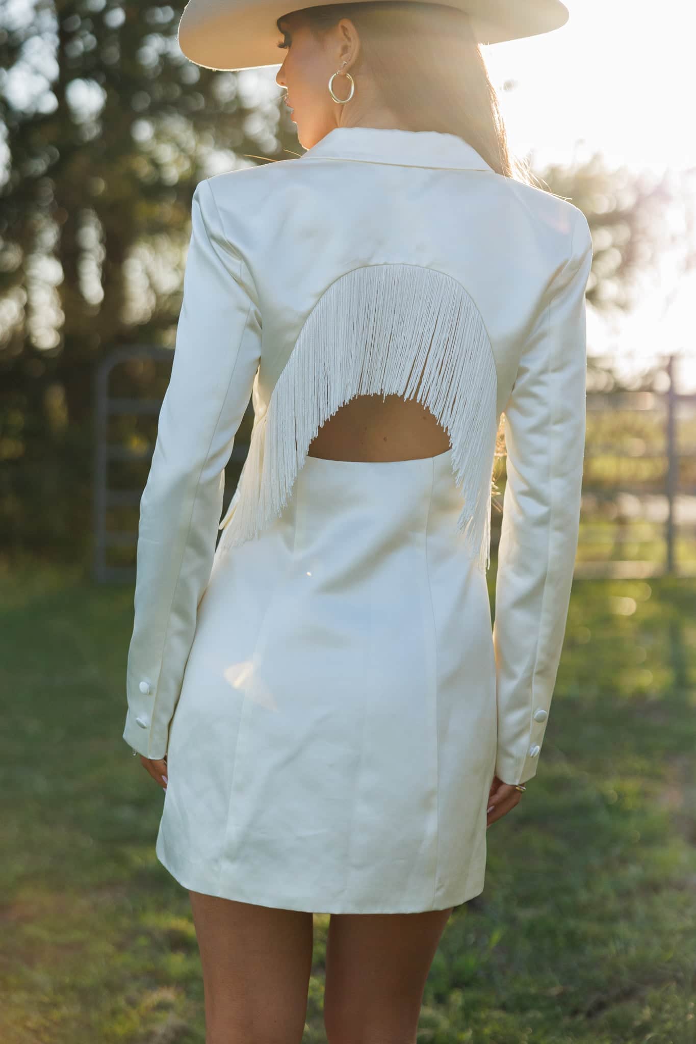 Tassel Satin Blazer Dress