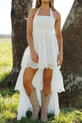 Eyelet High Low Maxi Dress