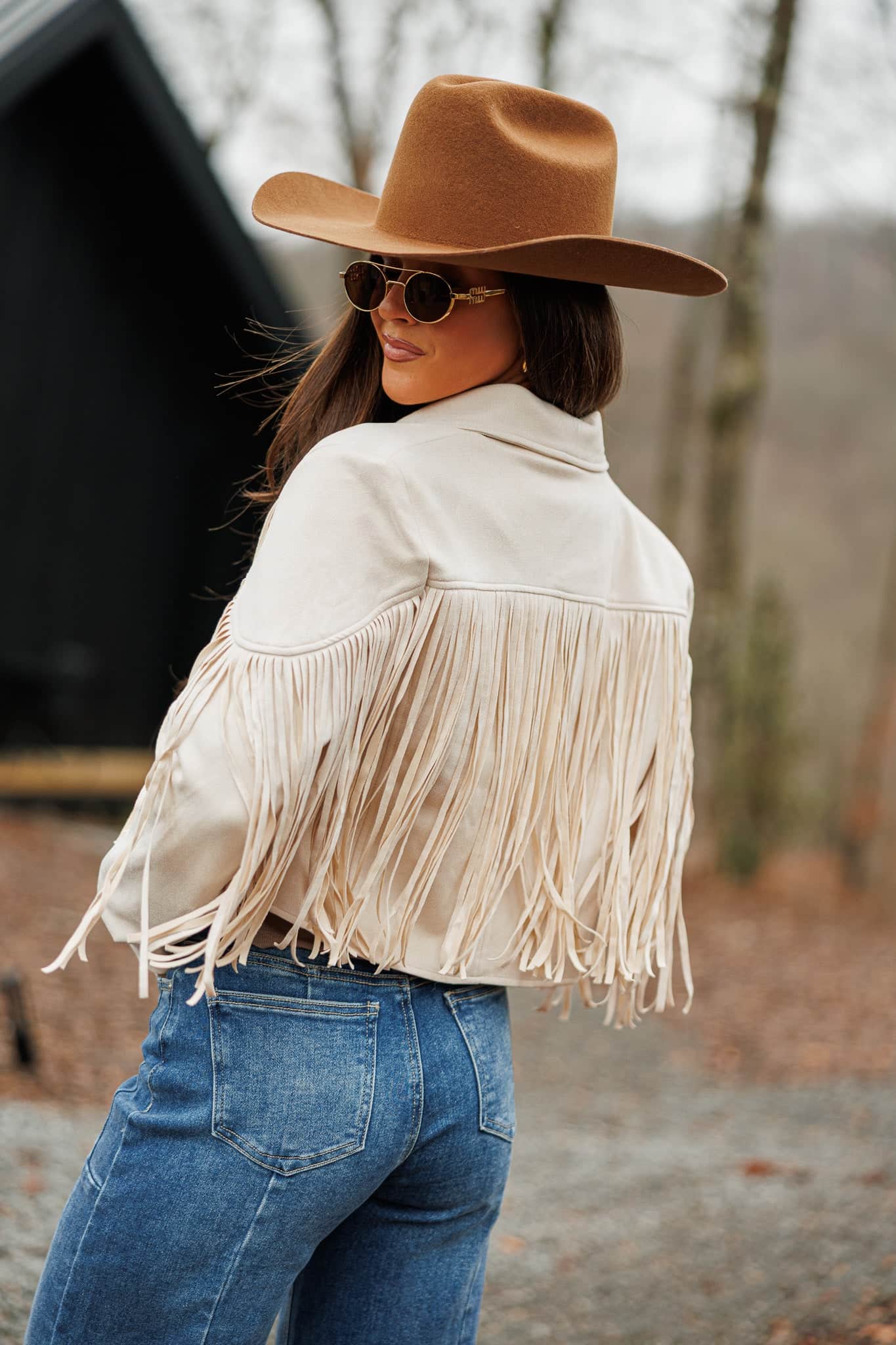 Festive Fringe Faux Suede Jacket