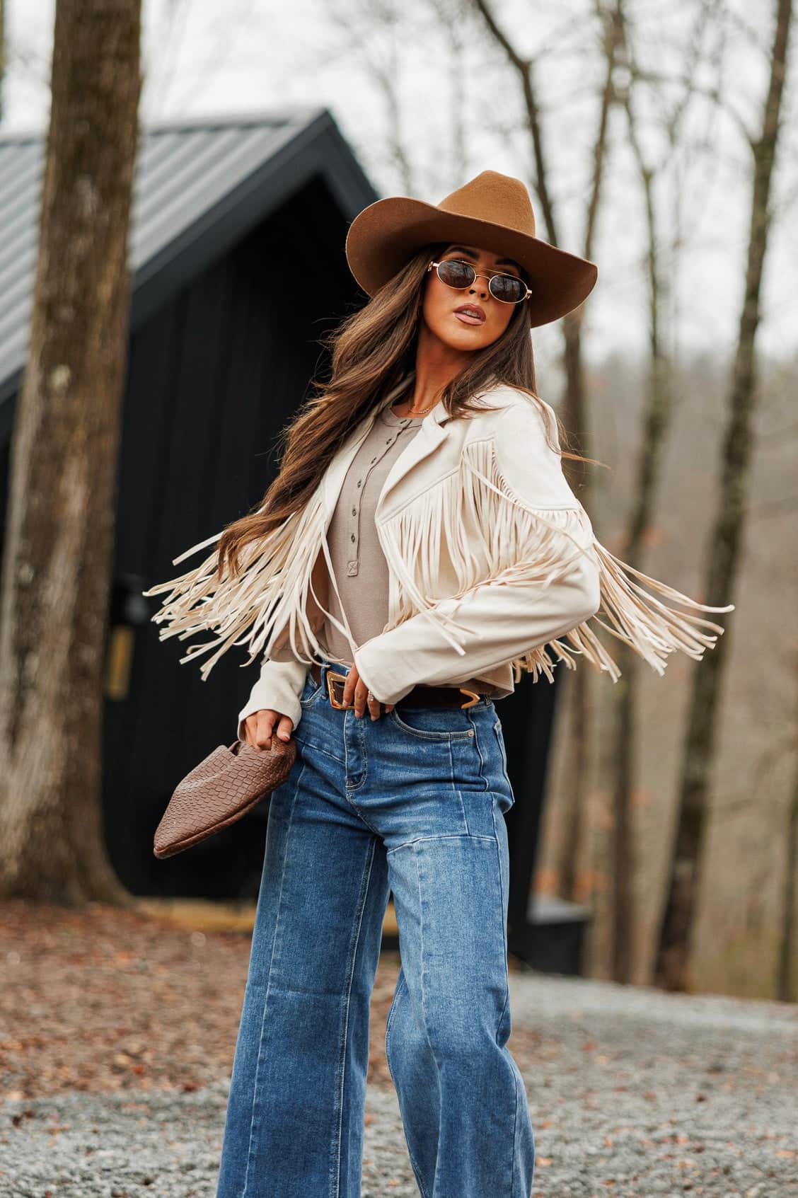 Festive Fringe Faux Suede Jacket