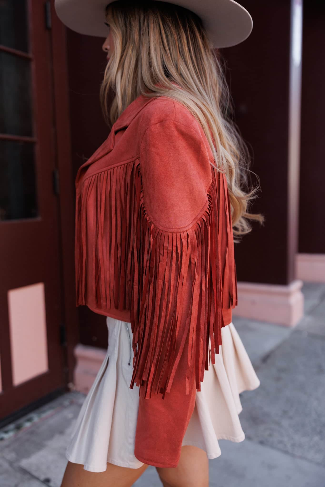 Festive Fringe Faux Suede Jacket