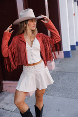 Festive Fringe Faux Suede Jacket