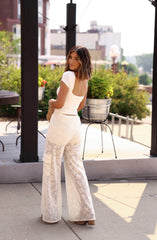 Floral Lace Drawstring Cargo Pants