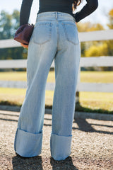 Folded Wide Leg Denim