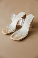 Palm Glass Raffia Heel