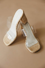 Palm Glass Raffia Heel