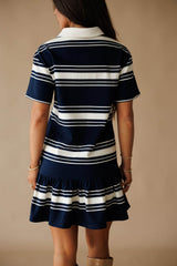 Navy Striped Rugby Mini Dress