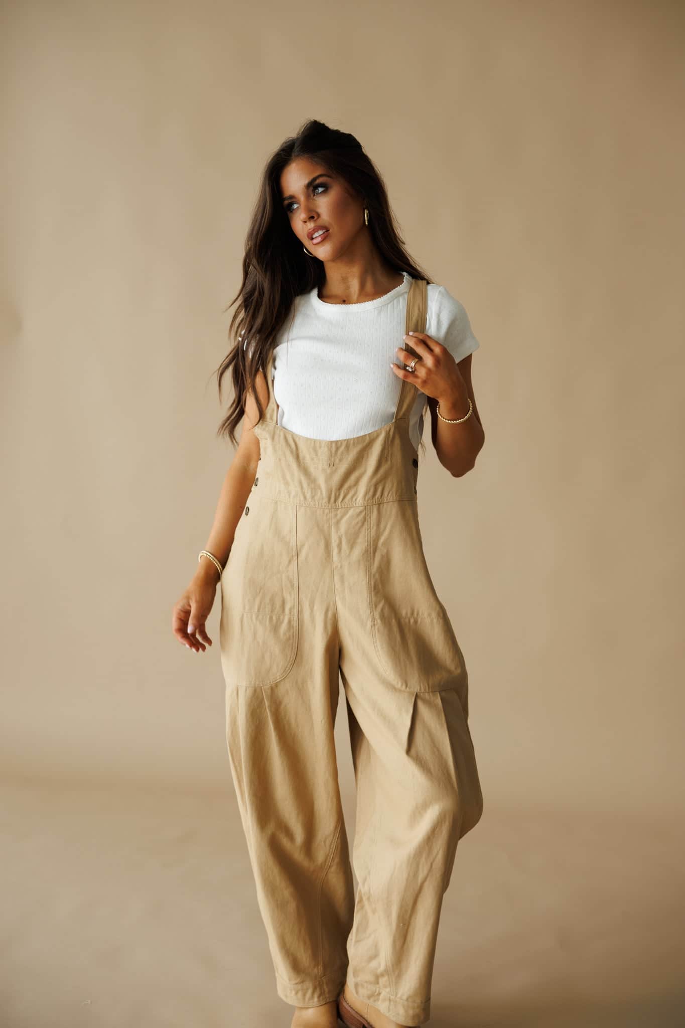 Pre-Order! Tan Pleated Barrel Overalls
