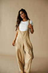 Pre-Order! Tan Pleated Barrel Overalls