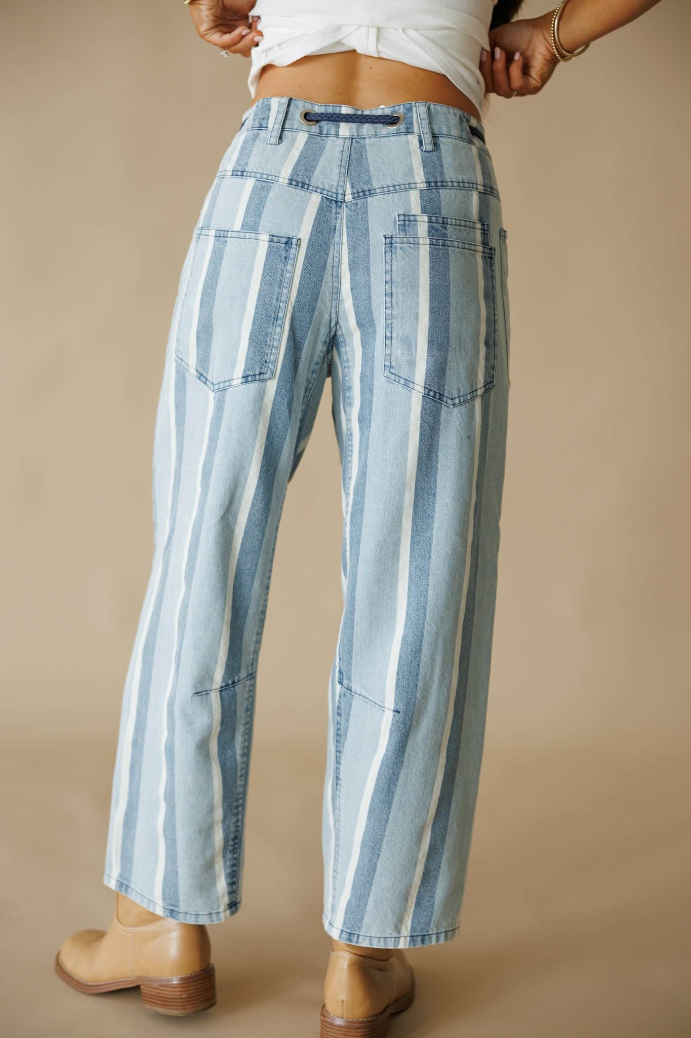 Pre-Order! Striped Tapered Barrel Pocket Pants
