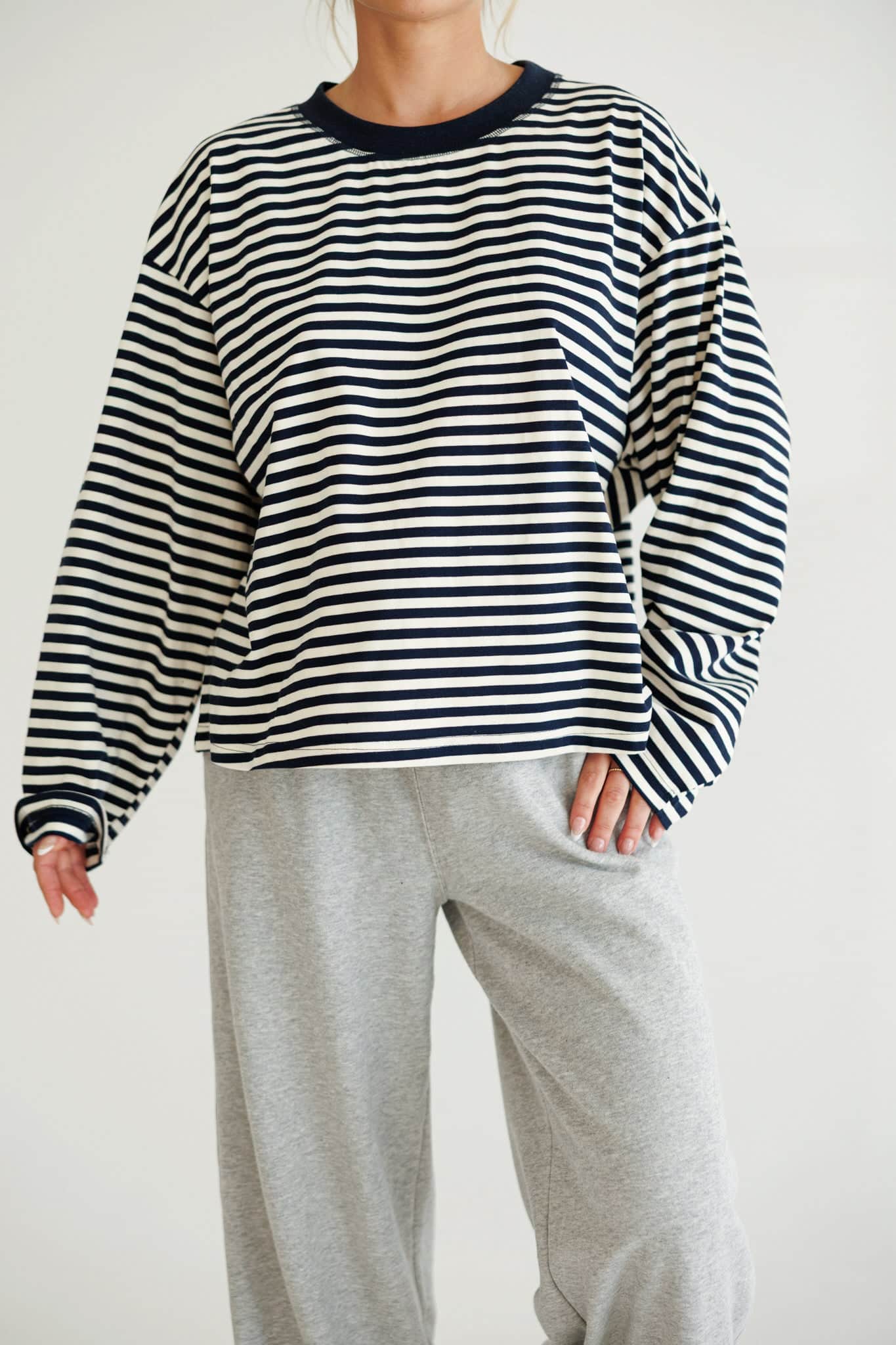 Oversized Striped Basic Tee