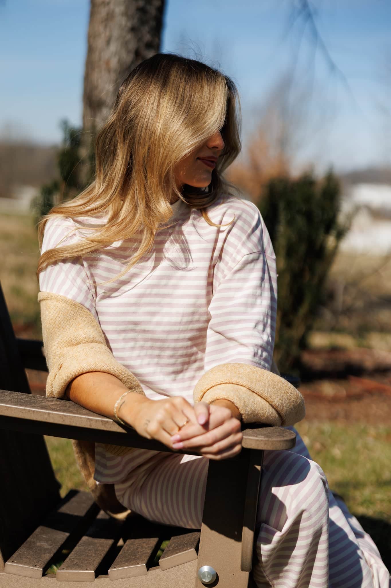 Porchlight Pink Striped Tee