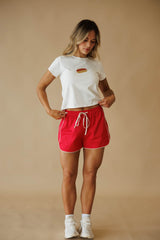 Red Sport Poplin Shorts