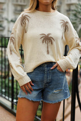 Neutral Palm Tree Sweater