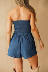 Bow Moment Denim Romper