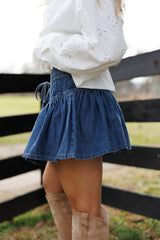 Denim Pintuck Skirt