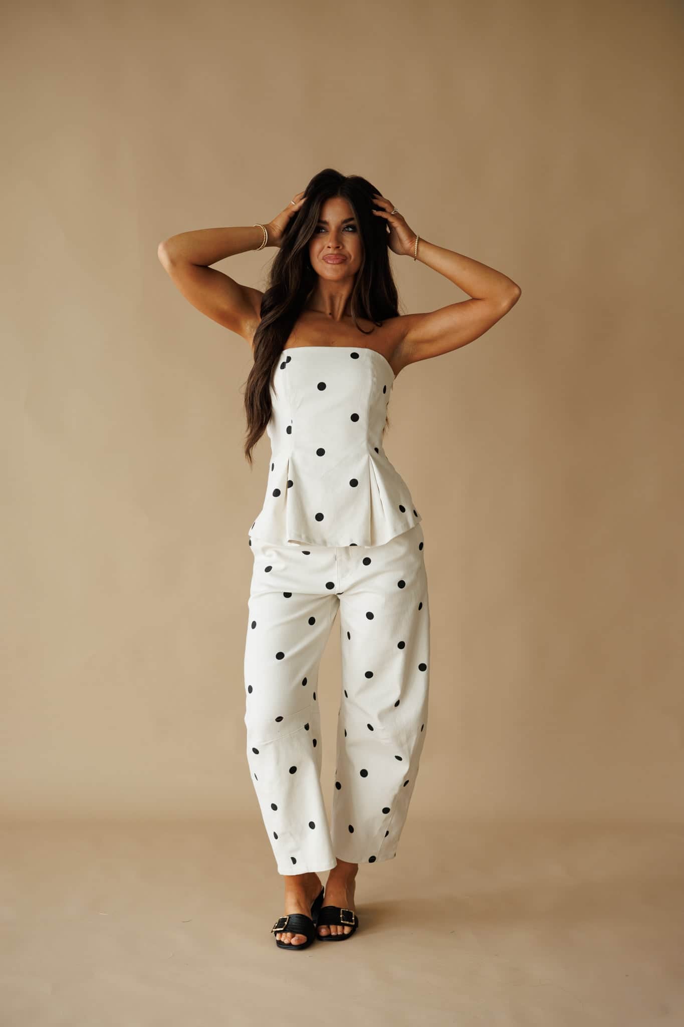 Pre-Order! Ivory Polka Dot Barrel Pants