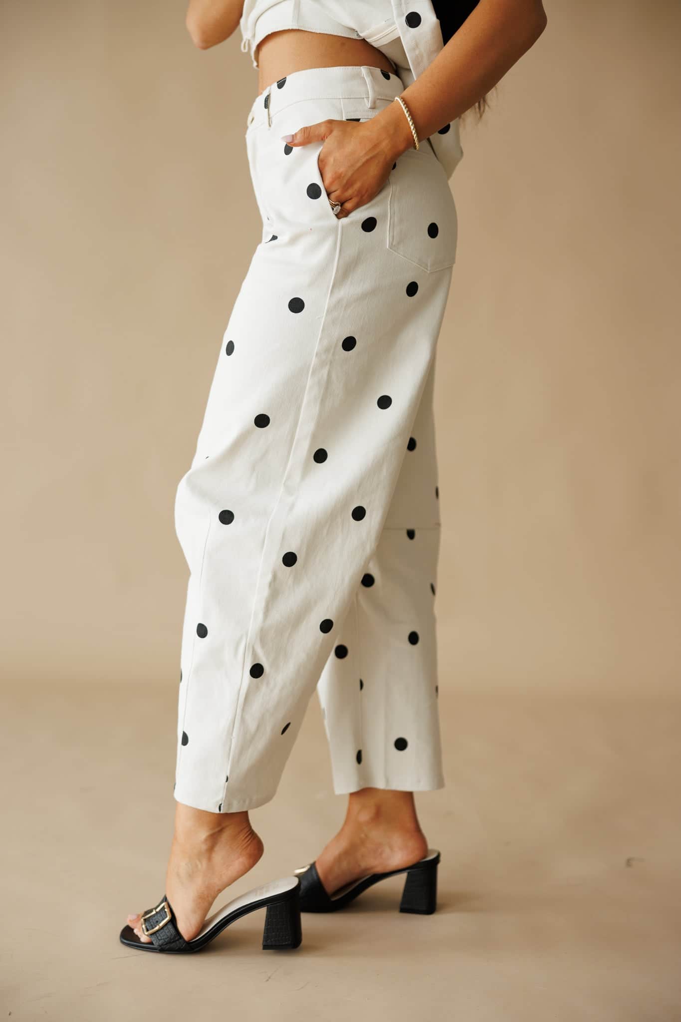 Pre-Order! Ivory Polka Dot Barrel Pants