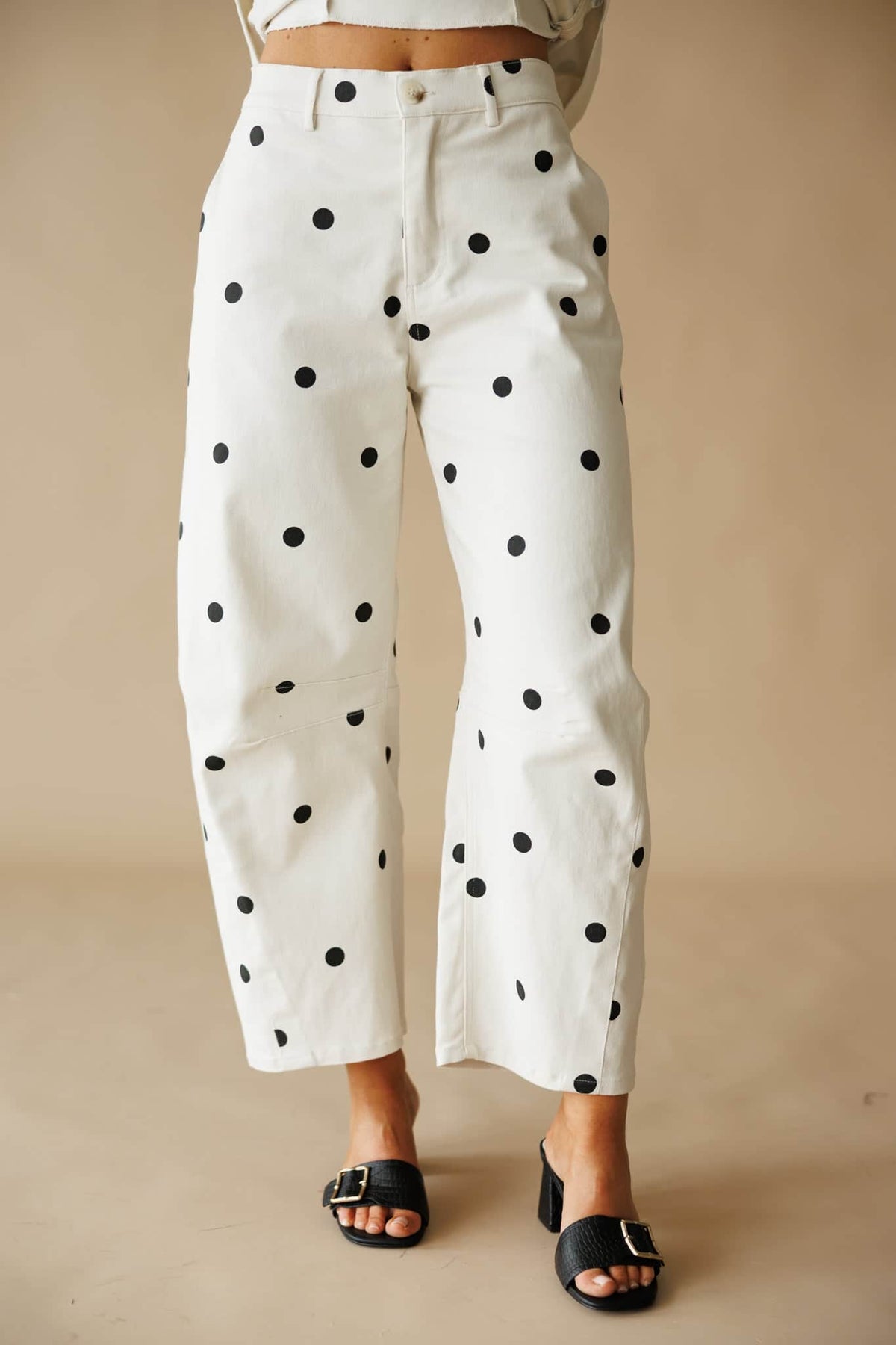 Pre-Order! Ivory Polka Dot Barrel Pants