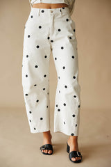 Pre-Order! Ivory Polka Dot Barrel Pants