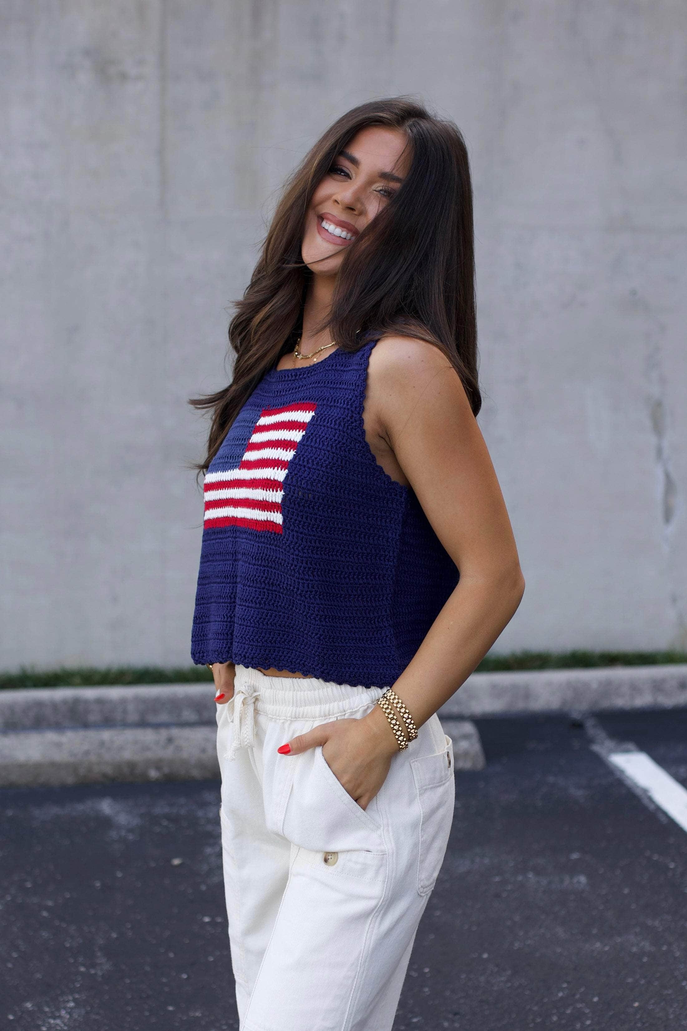 USA Knitted Sweater Tank