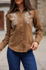 Brown Button Down Western Top
