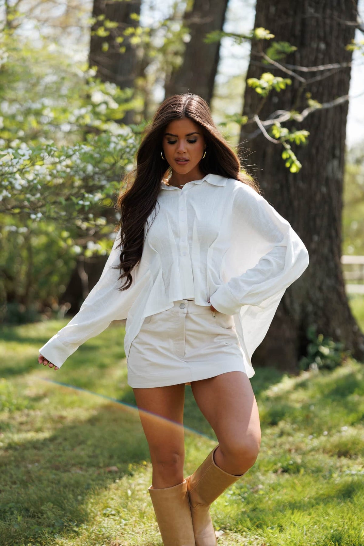 Pleated Batwing Sleeve Shirt