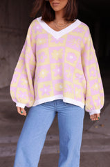 Checkered Floral Sweater