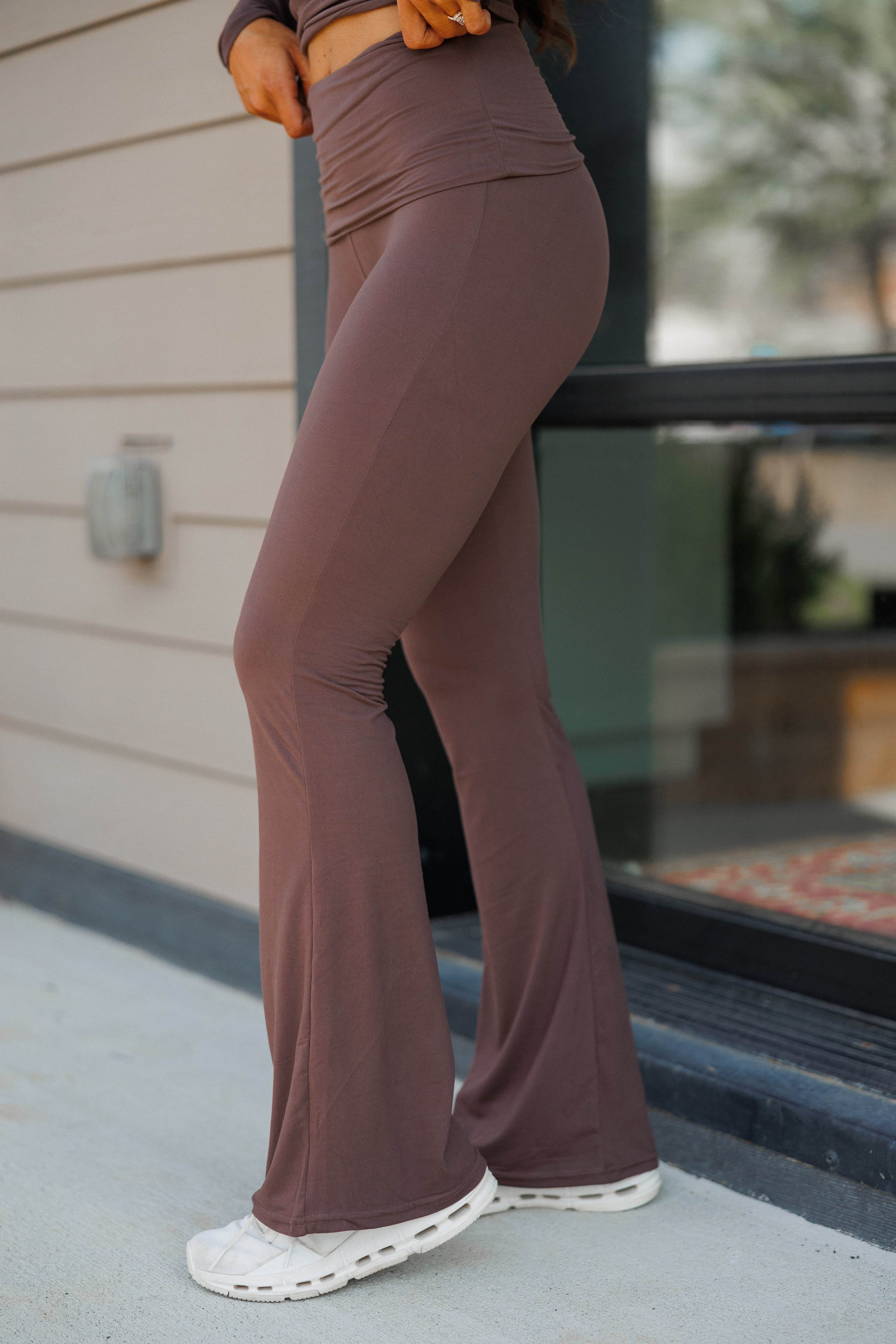 Knit Fold Over Flare Pants