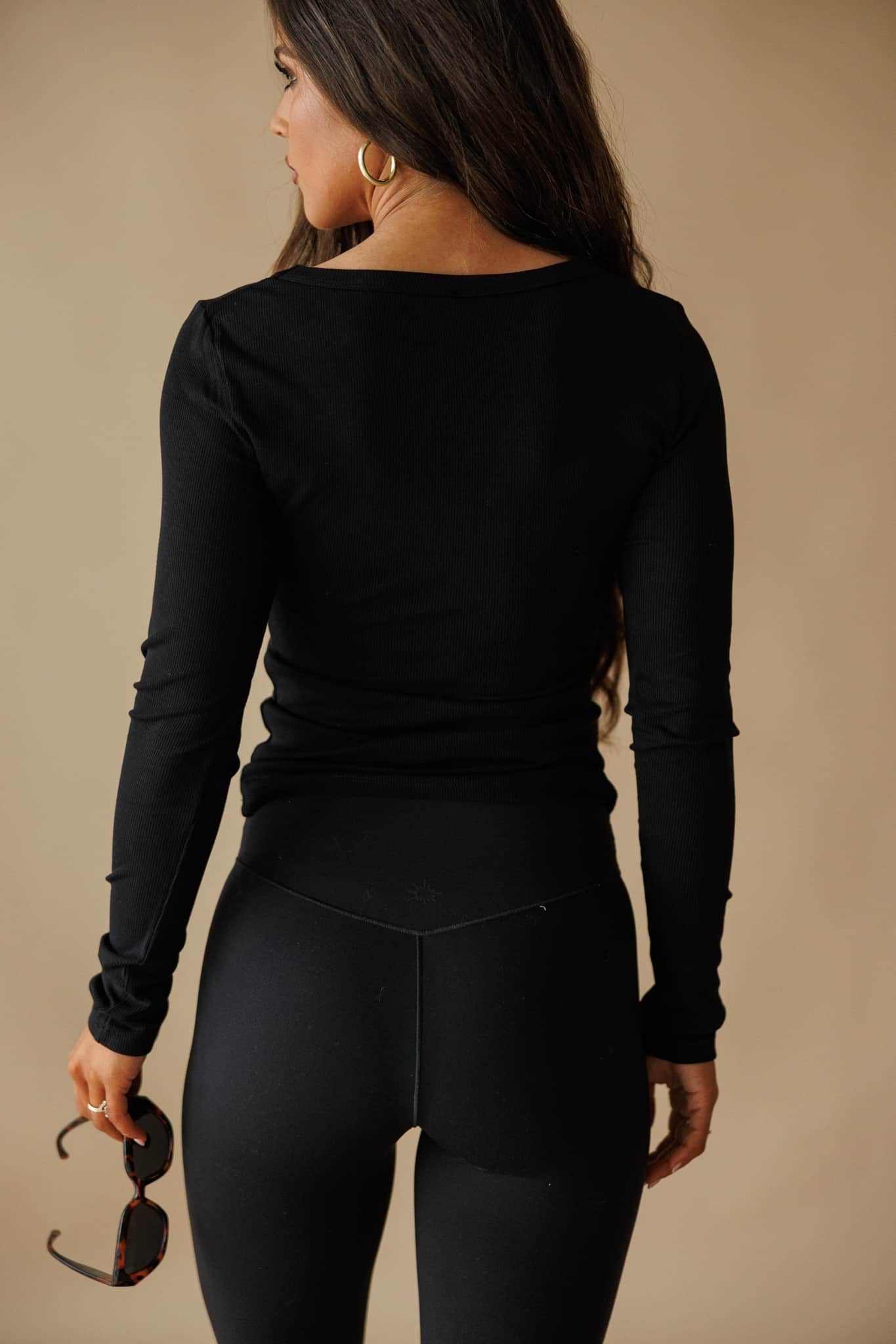 Ribbed Fitted Long Sleeve Top