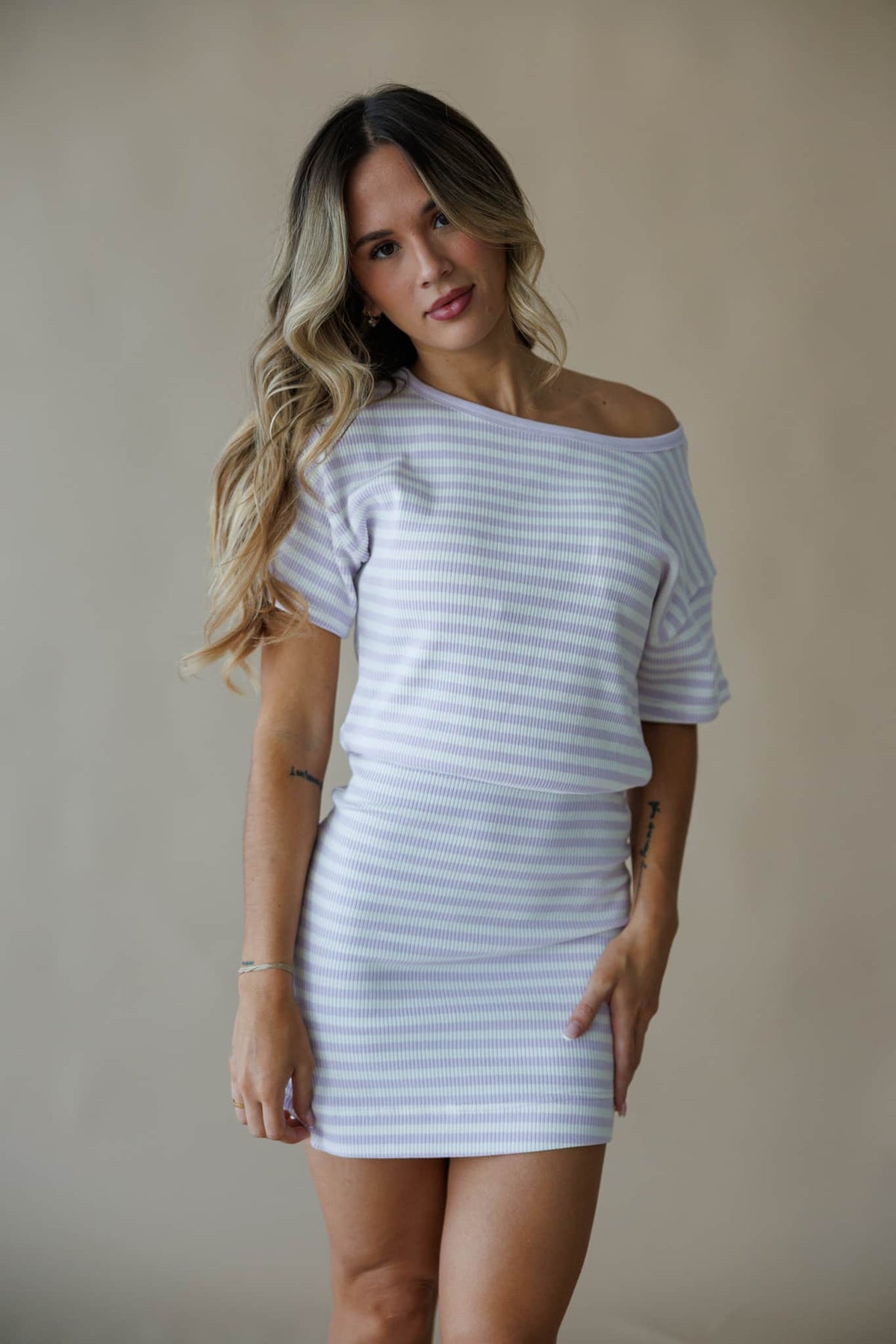 Lila Striped Mini Dress