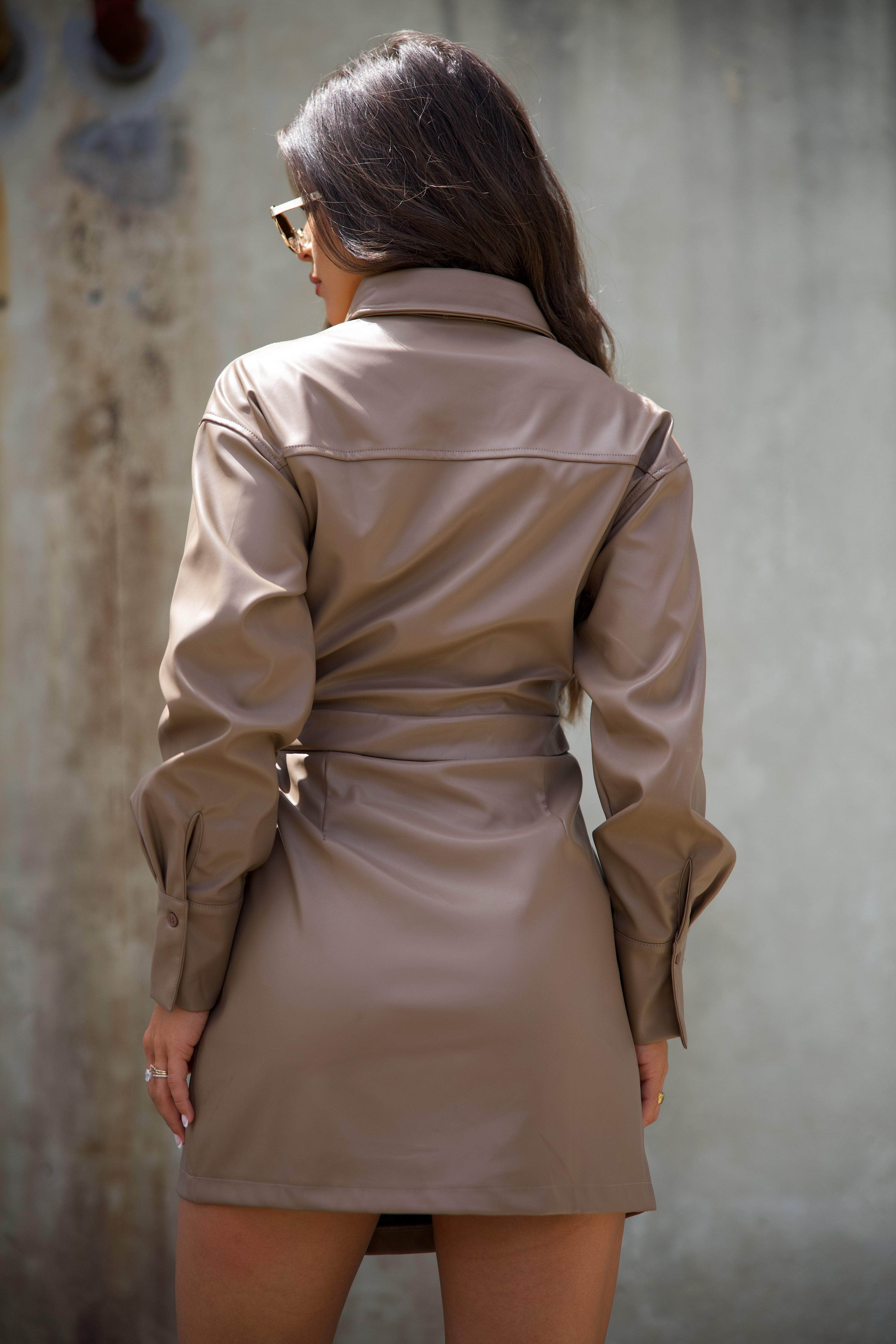 Leather Wrap Dress