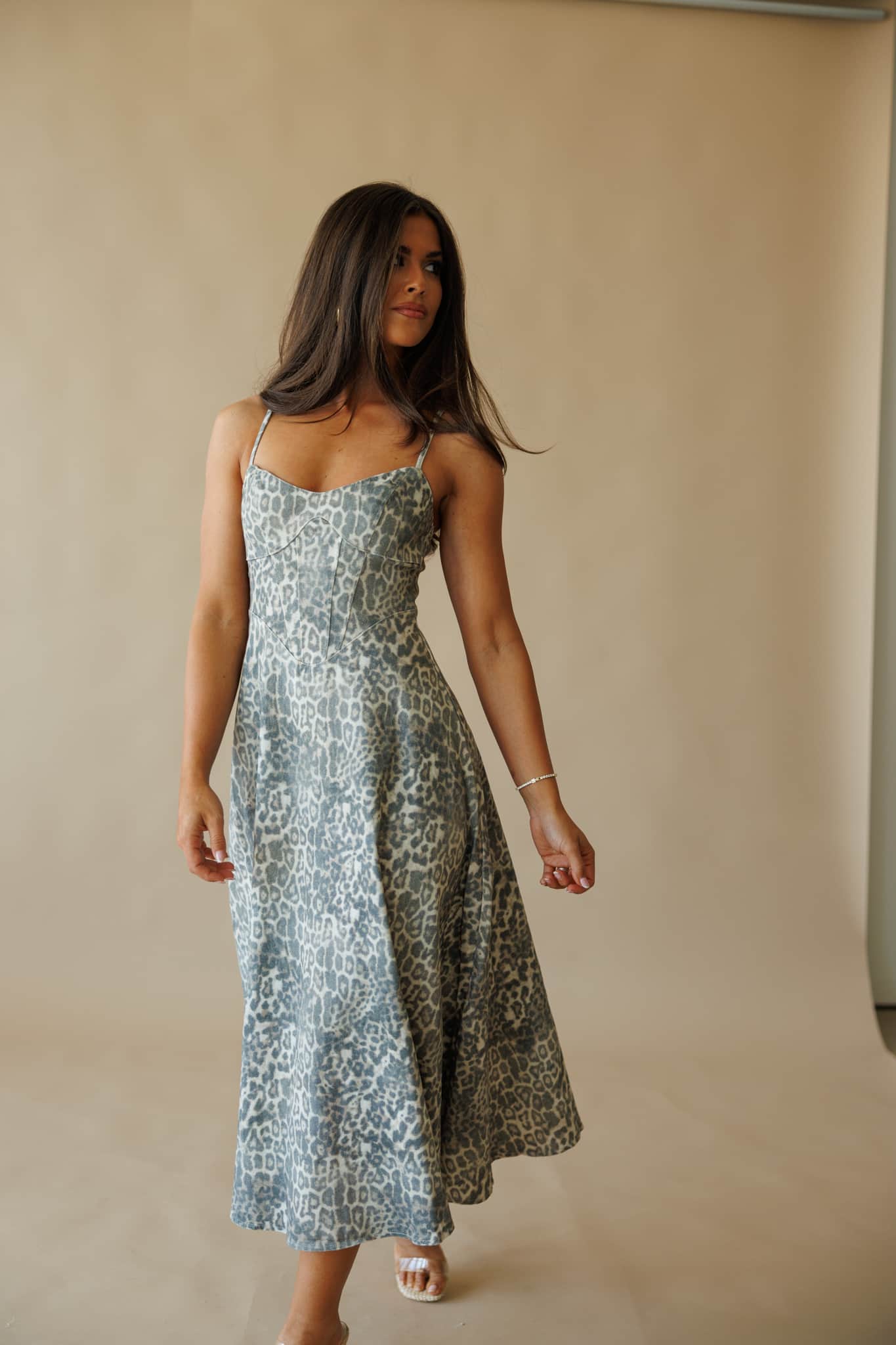 Leopard Corset Midi Dress