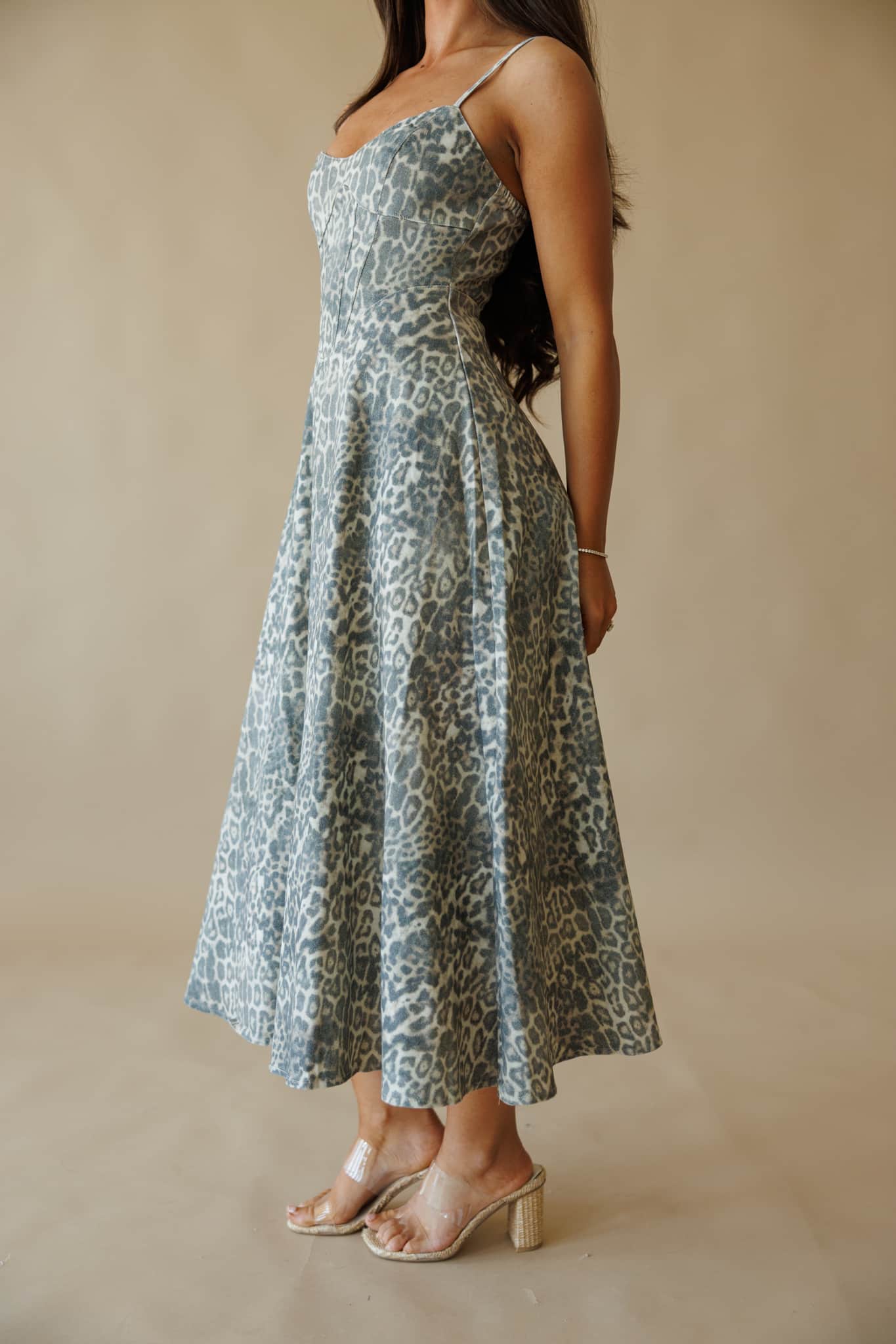 Leopard Corset Midi Dress