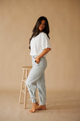 Light Wash Lace Up Denim