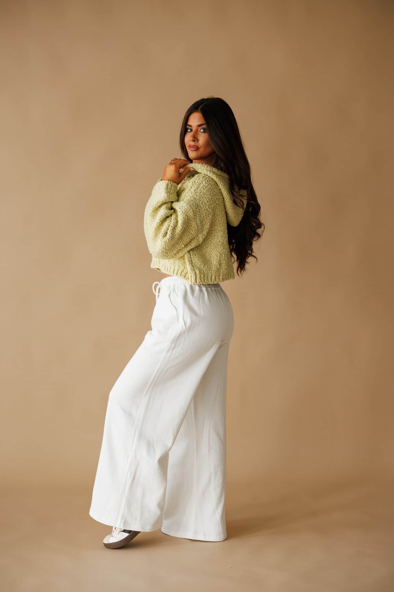 Lime Knit Pullover Hoodie