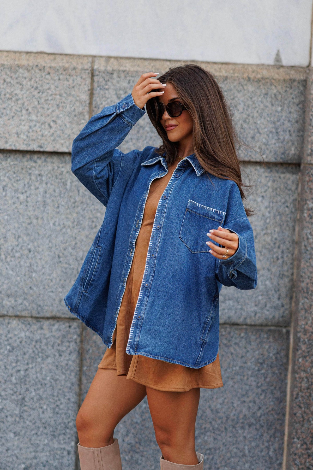 Stitch Detail Denim Shacket