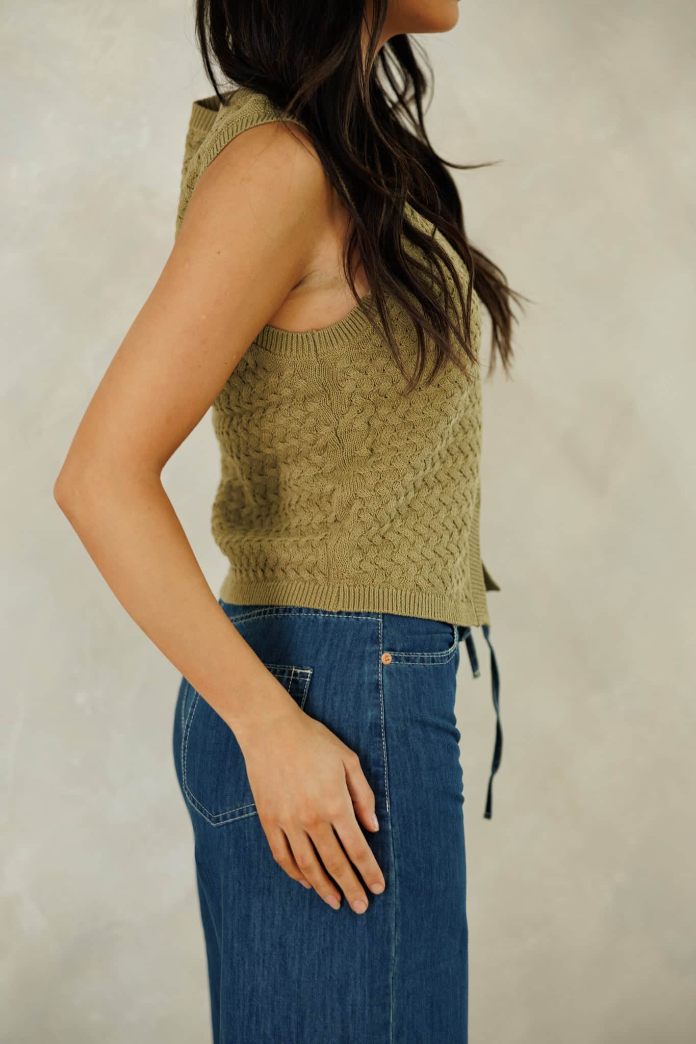 Olive Knit Sweater Vest