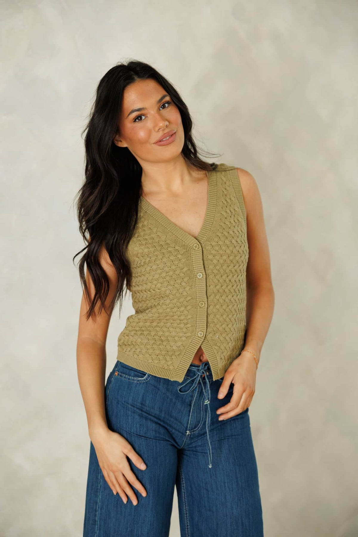 Olive Knit Sweater Vest
