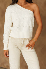One Shoulder Cable Knit Sweater