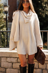 Oversized Sweater Dress With Scarf