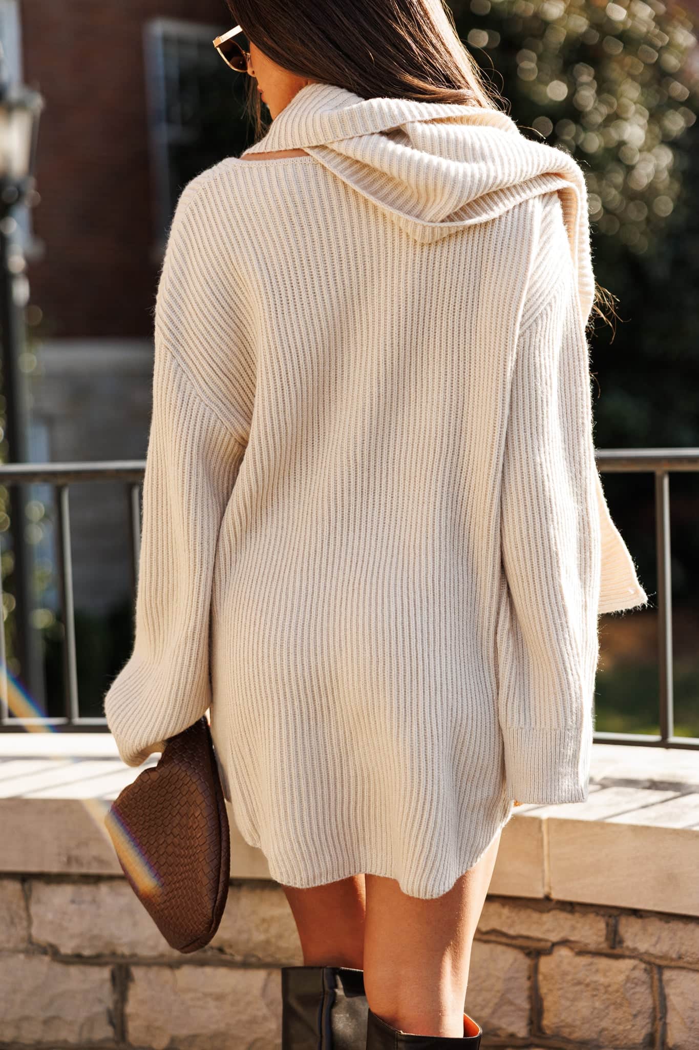 Oversized Sweater Dress With Scarf