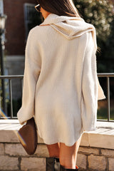 Oversized Sweater Dress With Scarf