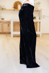 Black Straight Leg Velvet Pants